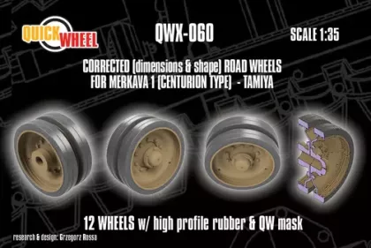 1:35 Merkava 1 (Centurion Type) - Corrected Road Wheels 12 Wheels & QW Mask (for Tamiya Kits)