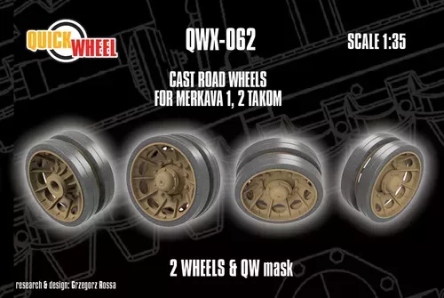 1:35 Merkava 1 / 2 - Cast Road Wheels - 2 Wheels & QW Mask (for Takom Kits)