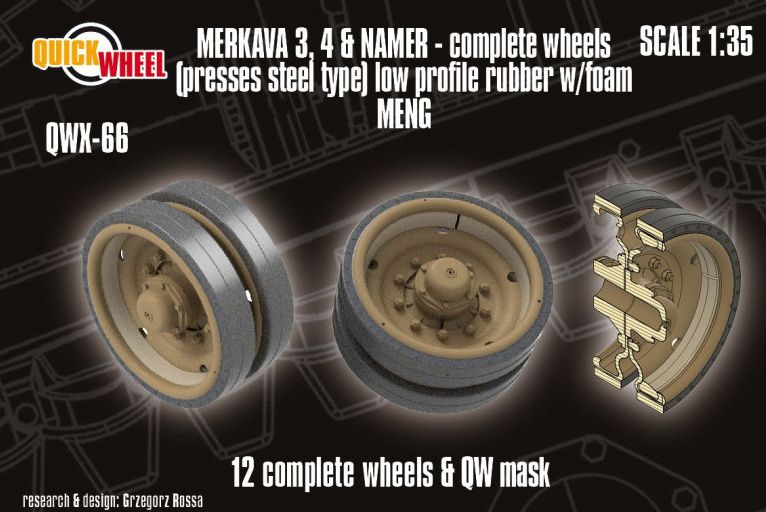 1:35 Merkava 3 and 4 / Namer - Corrected Road Wheels (Pressed Steel) (for Meng Kits)