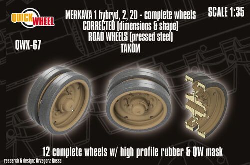 1:35 Merkava 1 Hybrid / 2 and 2D - Corrected Road Wheels (Pressed Steel) (for Takom Kits)