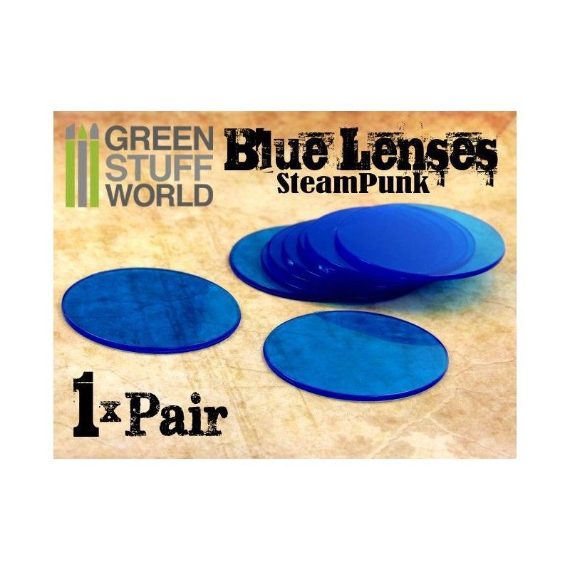 1x pair LENSES for Steampunk Goggles - Color BLUE
