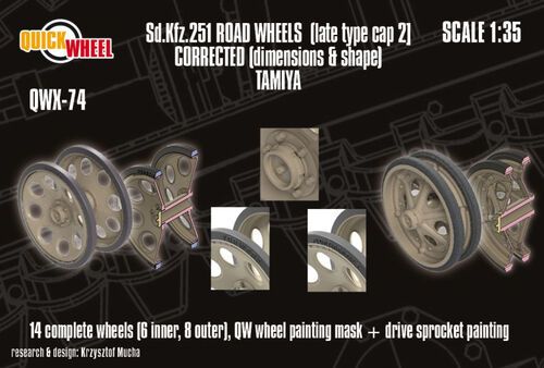 1:35 Sd.Kfz. 251 - Corrected Road Wheels (Late Type Cap 2) (for Tamiya Kits)