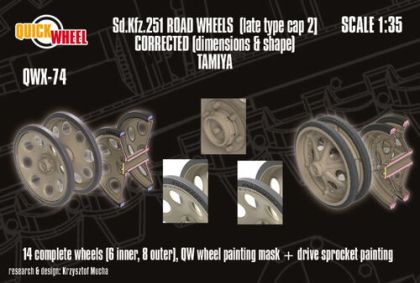 1:35 Sd.Kfz. 251 - Corrected Road Wheels (Late Type Cap 2) (for Tamiya Kits)