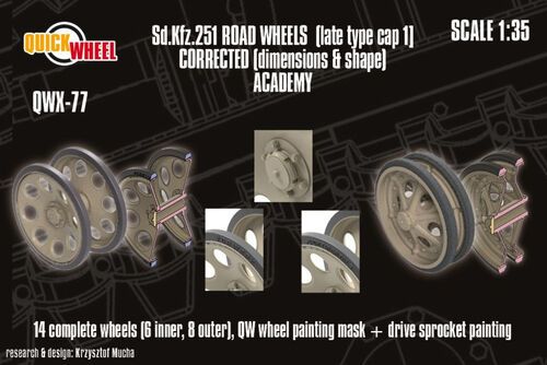 1:35 Sd.Kfz. 251 - Corrected Road Wheels (Late Type Cap 1) (for Academy Kits)