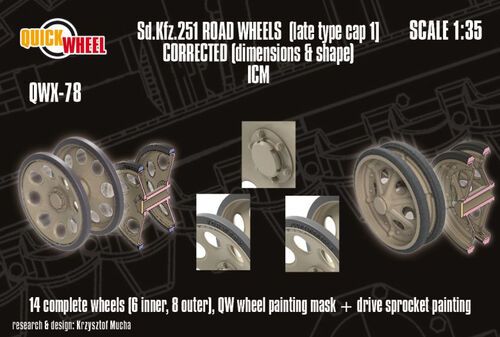 1:35 Sd.Kfz. 251 - Corrected Road Wheels (Late Type Cap 1) (for ICM Kits)