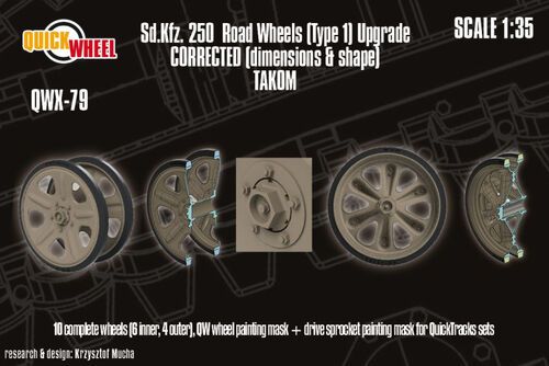 1:35 Sd.Kfz. 250 - Corrected Road Wheels (Type 1) (for Takom Kits)