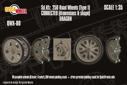 1:35 Sd.Kfz. 250 - Corrected Road Wheels (Type 1) (for Dragon Kits)