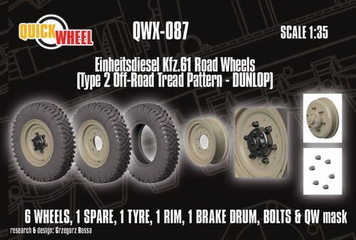 1:35 Einheitsdiesel Kfz. 61 - Road Wheels (Type 2 Off-Road Tread Pattern Dunlop)