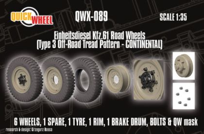 1:35 Einheitsdiesel Kfz. 61 - Road Wheels (Type 3 Off-Road Tread Pattern Continental)