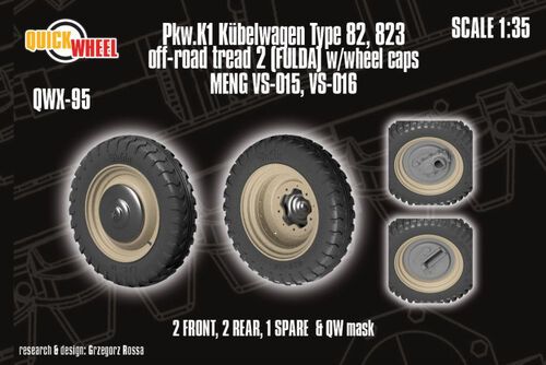1:35 Pkw. K1 Kubelwagen Type 82 - 823 Off-Road Tread 2 (Fulda) w/ Wheel Caps (for Meng Kits) 