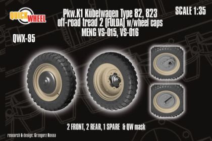 1:35 Pkw. K1 Kubelwagen Type 82 - 823 Off-Road Tread 2 (Fulda) w/ Wheel Caps (for Meng Kits) 