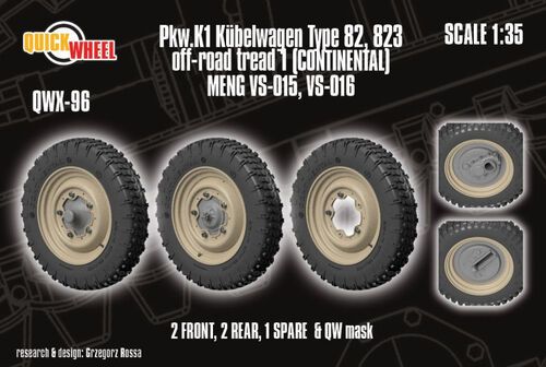 1:35 Pkw. K1 Kubelwagen Type 82 - 823 Off-Road Tread 1 (Continental / for Meng Kits)