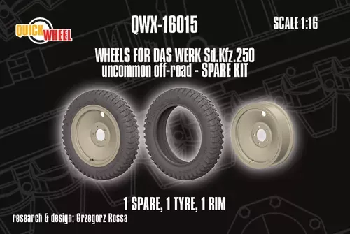 1:16 Sd.Kfz. 250 - Uncommon Off-Road Spare Kit (for Das Werk Kits) 1 Spare, 1 Tyre, 1 Rim - Das Werk