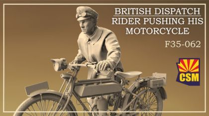 1:35 British Dispatch Rider Pushing His Motorcycle