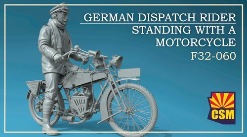 1:32 German Dispatch Rider Standing With A Motorcycle (Motorcycle Not Included)
