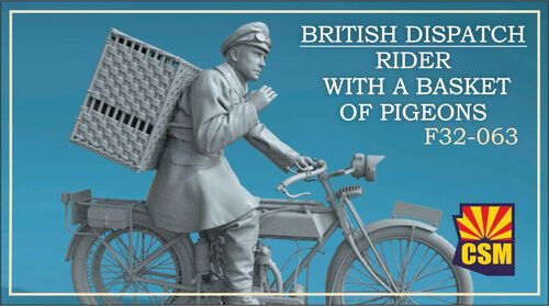 1:32 British Dispatch Rider With A Basket Of Pigeons