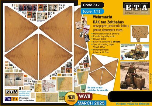 1:48 WWII - Wehrmacht DAK tan Zeltbahns