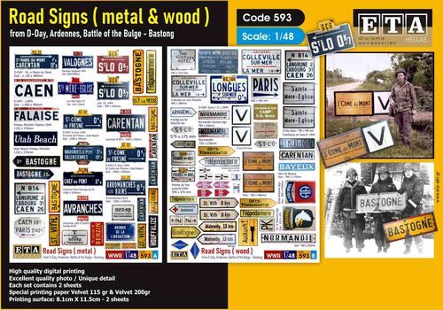 1:48 WWII - Road Signs / metal & wood