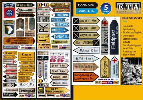 1:16 WWII - Road Signs / wood