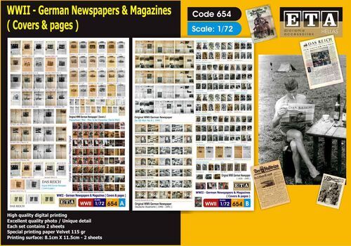 1:72 WWII - German Newspapers And Magazines (Covers And Pages) (2 Sheets)