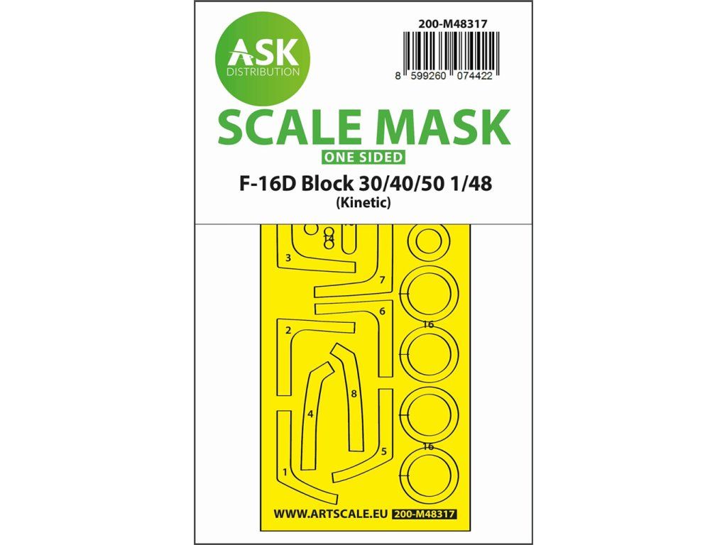 1:48 F-16D Block 30/40/50 one-sided fit and self adhesive express mask for Kinetic