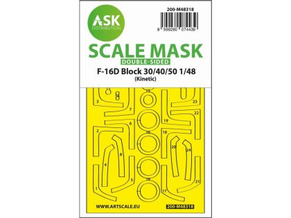 1:48 F-16D Block 30/40/50 double-sided fit and self adhesive express mask for Kinetic