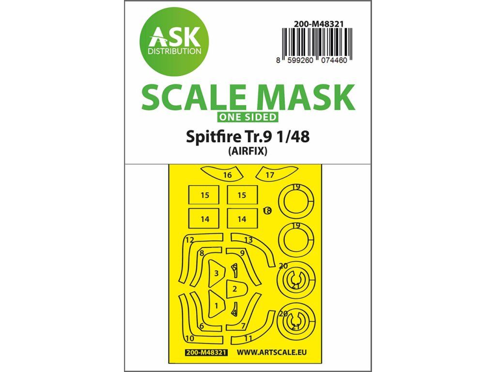 1:48 Spitfire Tr.9 one-sided express fit mask for Airfix