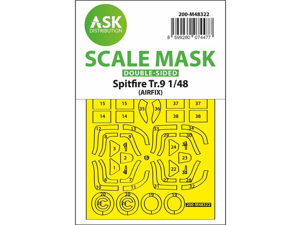 1:48 Spitfire Tr.9 double-sided express fit mask for Airfix