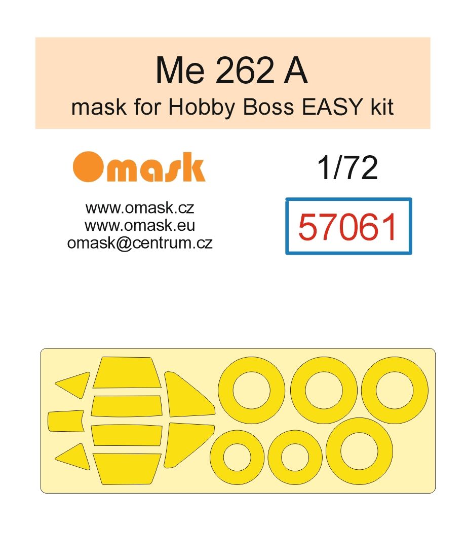1:72 72 Me 262 A mask (for Hobby Boss Easy kit)