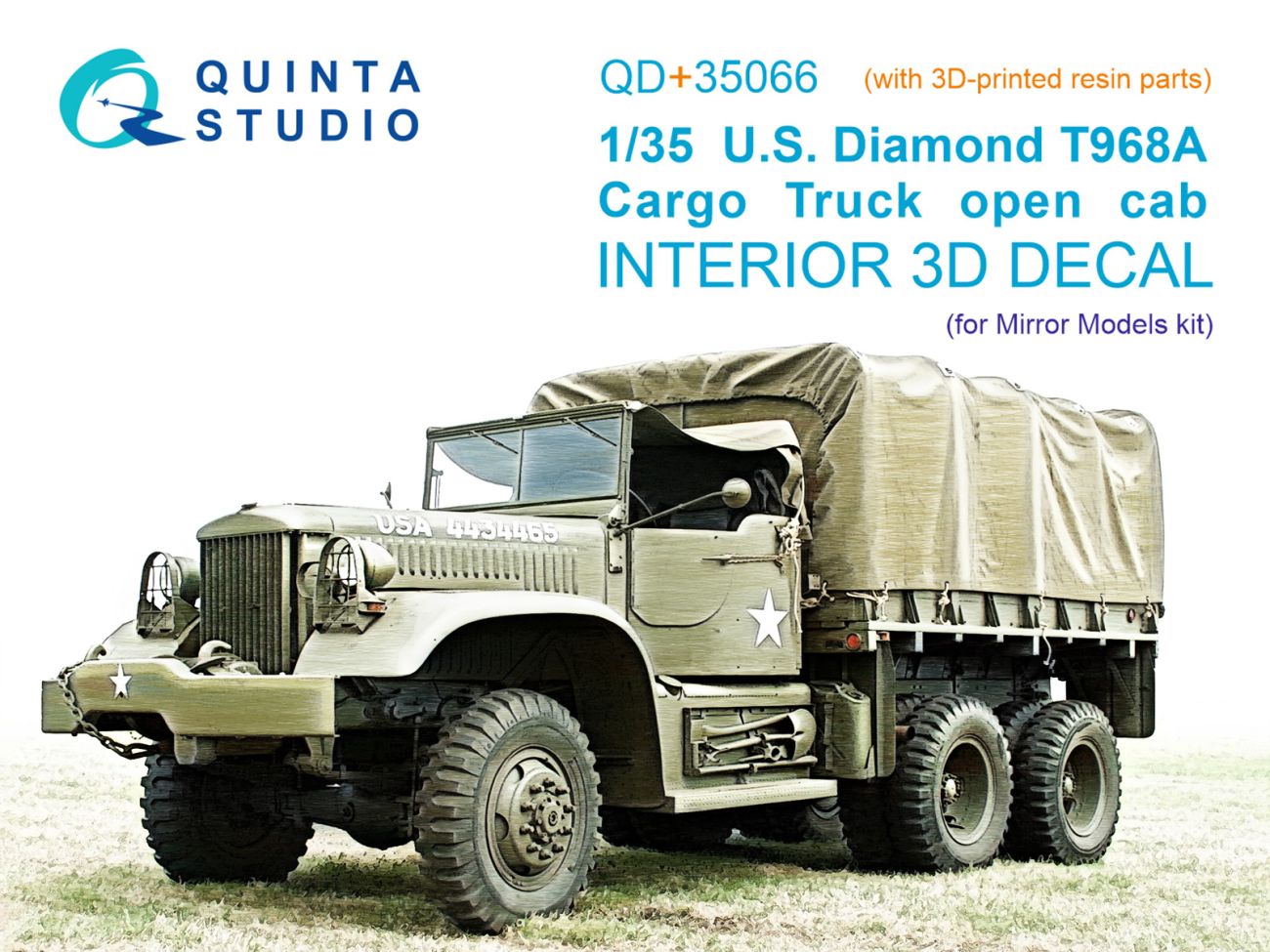 1:35 U.S. Diamond T 968A Cargo truck (open cab) 3D-Printed & coloured Interior on decal paper (Mirror Models) (with 3D-printed resin parts)