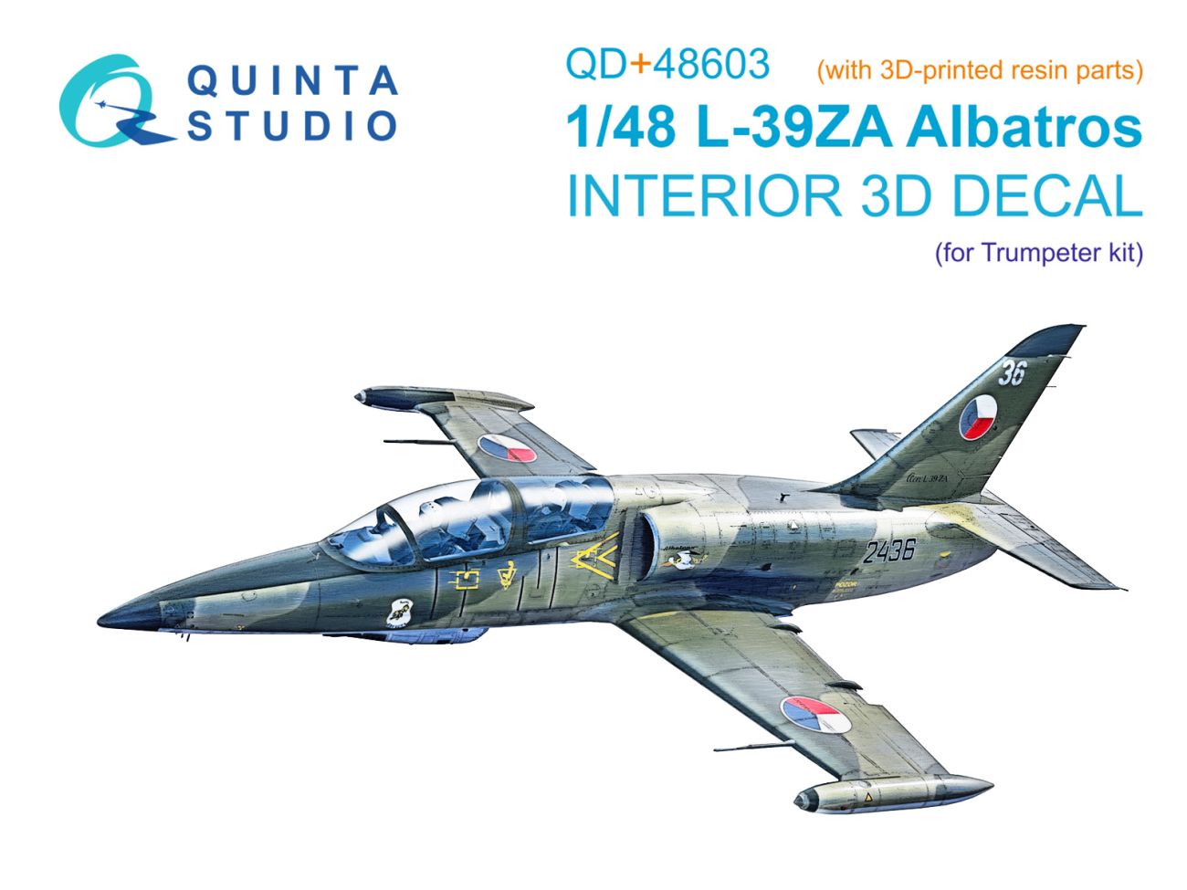 1:48 L-39ZA 3D-Printed & coloured Interior on decal paper (Trumpeter)(with 3D-printed resin parts)