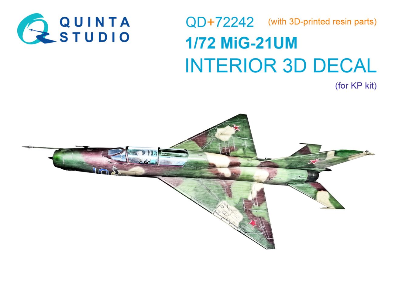 1:72 MiG-21UM 3D-Printed & coloured Interior on decal paper (KP) (with 3D-printed resin parts)