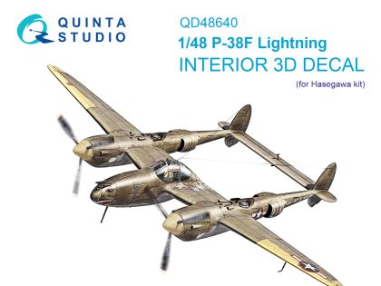 1:48 P-38F Lightning 3D-Printed & coloured Interior on decal paper (Hasegawa)