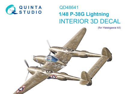 1:48 P-38G Lightning 3D-Printed & coloured Interior on decal paper (Hasegawa)