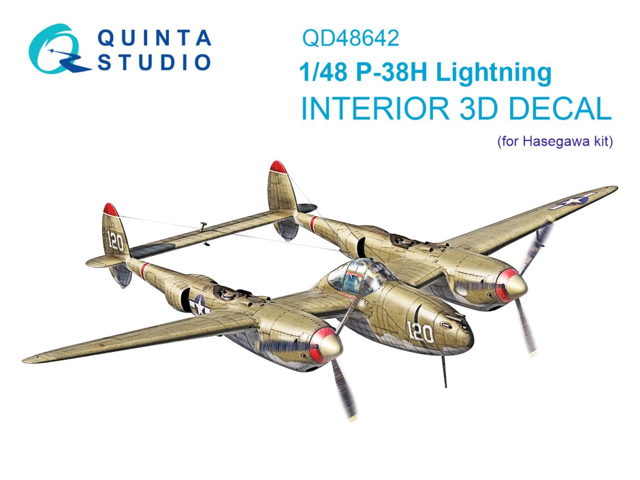 1:48 P-38H Lightning 3D-Printed & coloured Interior on decal paper (Hasegawa)