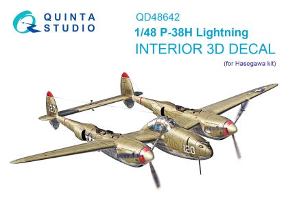 1:48 P-38H Lightning 3D-Printed & coloured Interior on decal paper (Hasegawa)