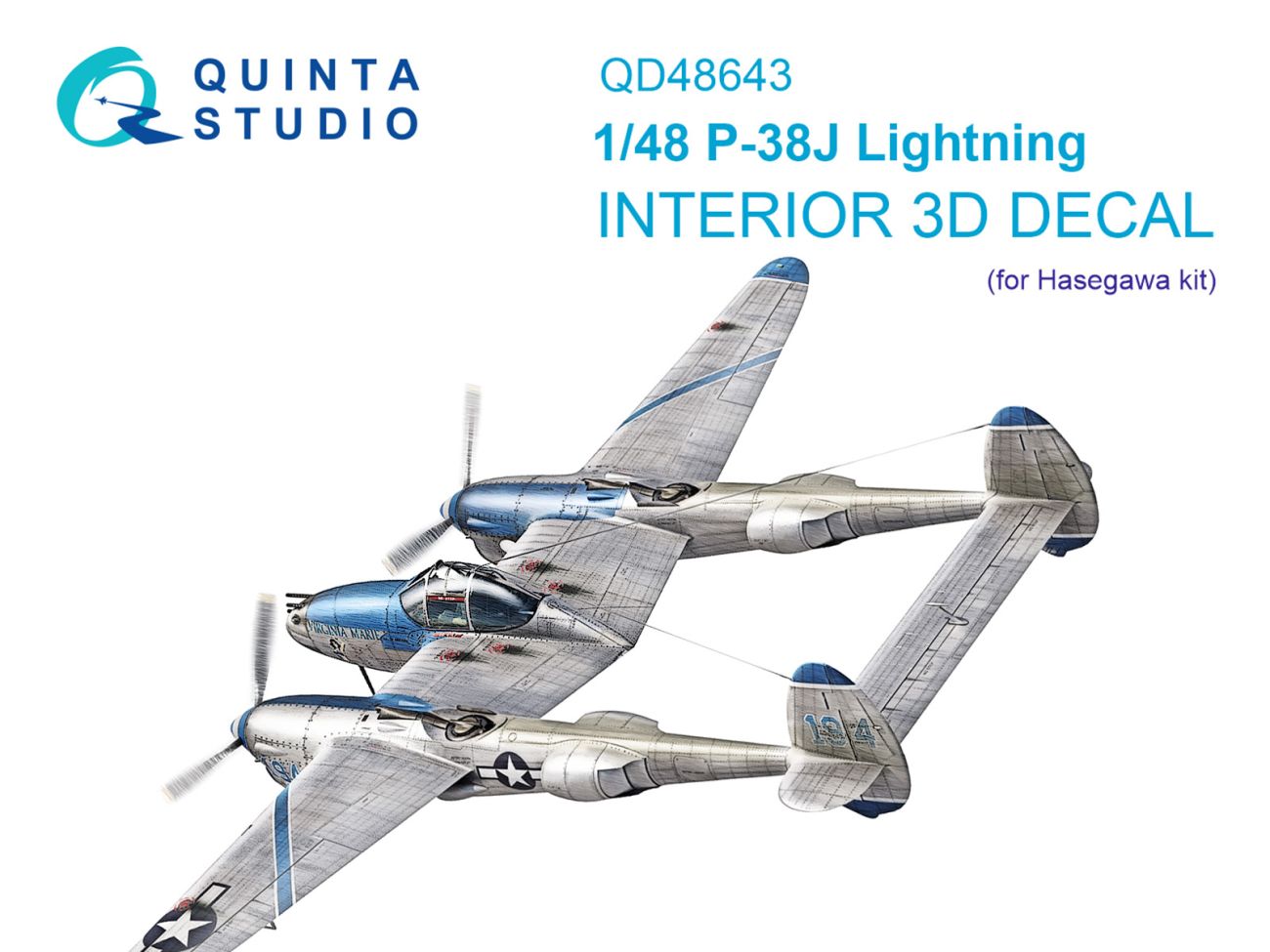 1:48 P-38J Lightning 3D-Printed & coloured Interior on decal paper (Hasegawa)