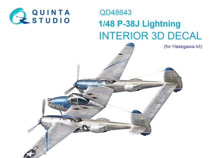 1:48 P-38J Lightning 3D-Printed & coloured Interior on decal paper (Hasegawa)