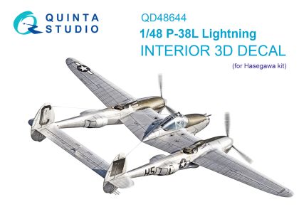 1:48 P-38L Lightning 3D-Printed & coloured Interior on decal paper (Hasegawa)