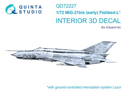 1:72 MiG-21bis early 3D-Printed & coloured Interior on decal paper (Eduard)