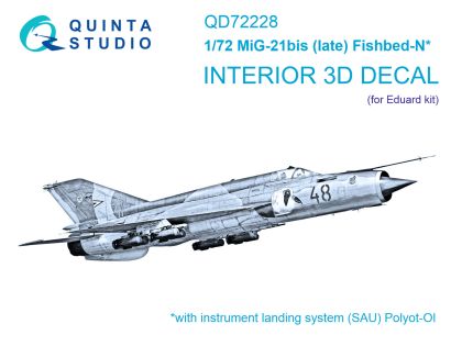 1:72 MiG-21bis late 3D-Printed & coloured Interior on decal paper (Eduard)