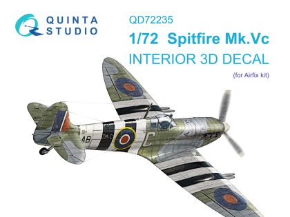 1:72 Spitfire Mk.Vc 3D-Printed & coloured Interior on decal paper (Airfix)