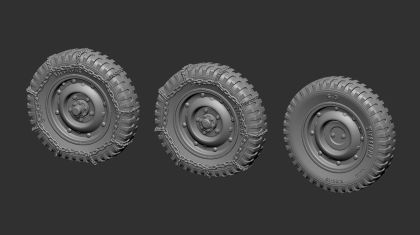 1:48 Wheels for Jeep Willys (underinflated)