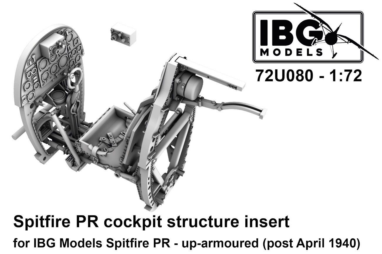 1:72 Spitfire PR cockpit structure insert - up-armoured (post April 1940)