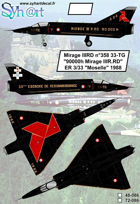 1:48 Mirage IIIRD 33-TG 90000h Mirage IIIR.RD ER 3/33 Moselle 1988