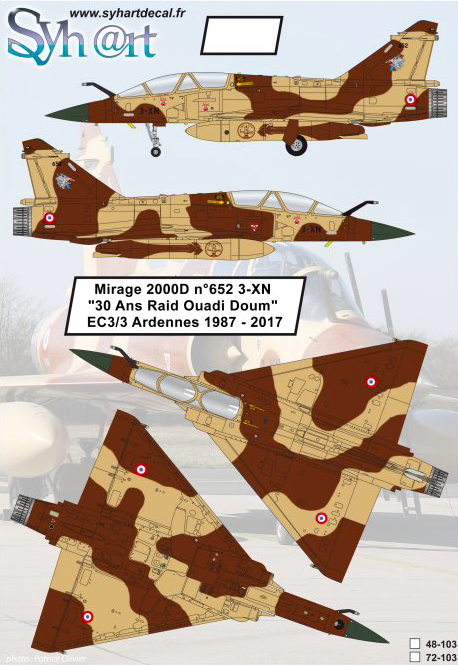 1:48 Mirage 2000D n°652 3-XN 30 ans Raid Ouadi Doum EC 3-3 Ardennes