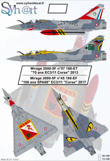 1:48 Mirage 2000-5F 70ans EC3-11 Corse & 100 ans SPA88