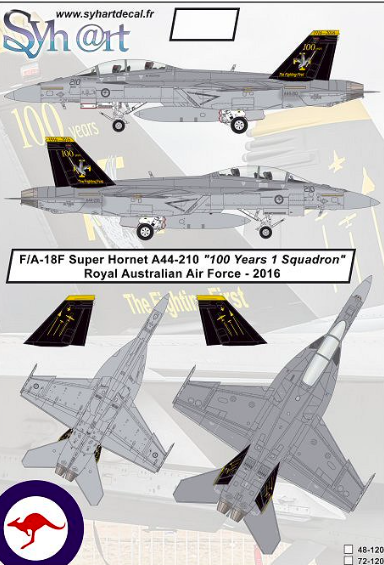 1:48 F/A-18F Super Hornet A44-210 100 Years 1 Squadron RAAF 2016