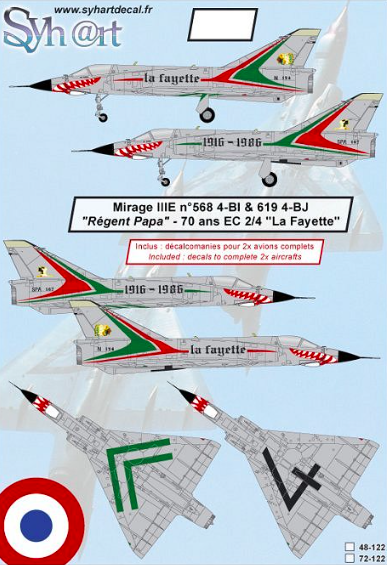 1:48 2x Mirage IIIE Régent Papa 70 Ans EC 2/4 La Fayette 1986