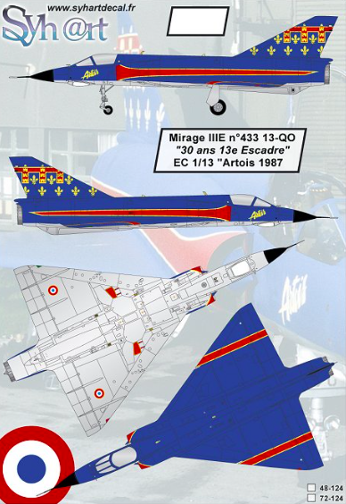 1:48 Mirage IIIE 13-QO 30 ans de la 13 Escadre EC1/13 Artois 1987